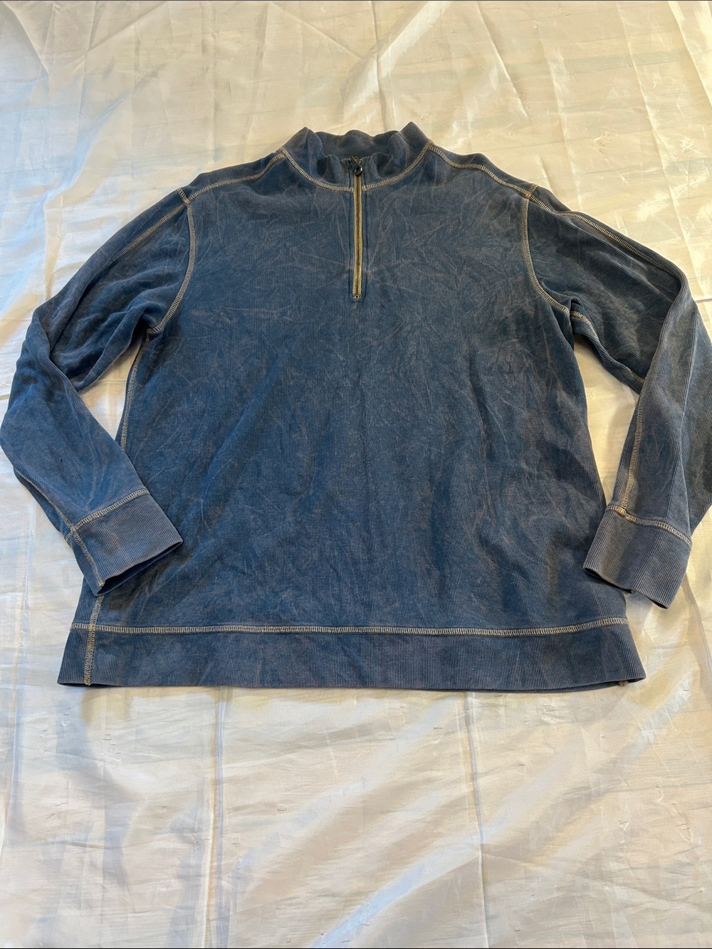 Johnston & Murphy Indigo Wash Half-Zip Sweater